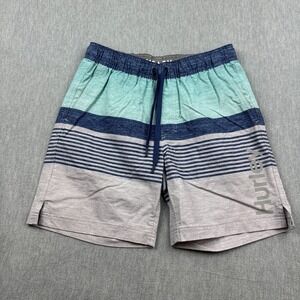 Hurley Shorts Mens Medium Blue Striped Swim Swimming Trunks Lined Surf Board‎